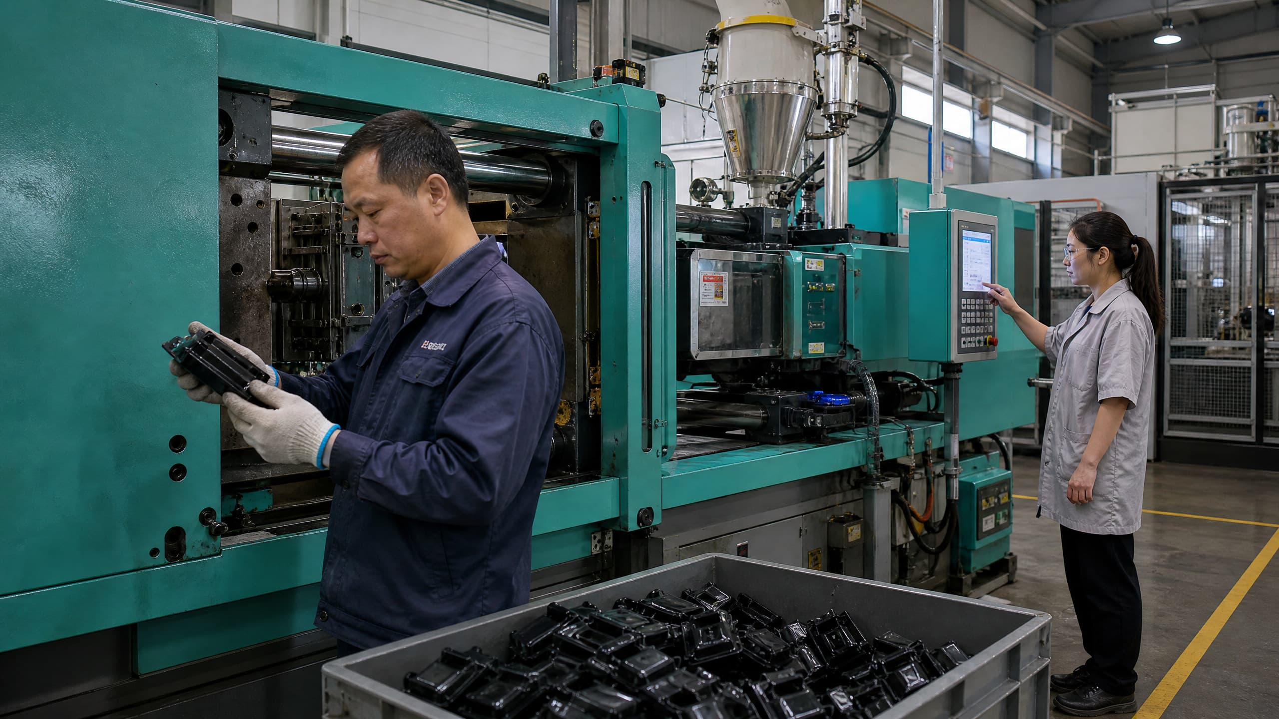 Injection molding production equipment for part-cost and cycle review